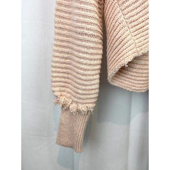 FREE PEOPLE Size XS Marlie Knit Pullover Sweater Ribbed Cotton Blend Blush Pink - Picture 5 of 8
